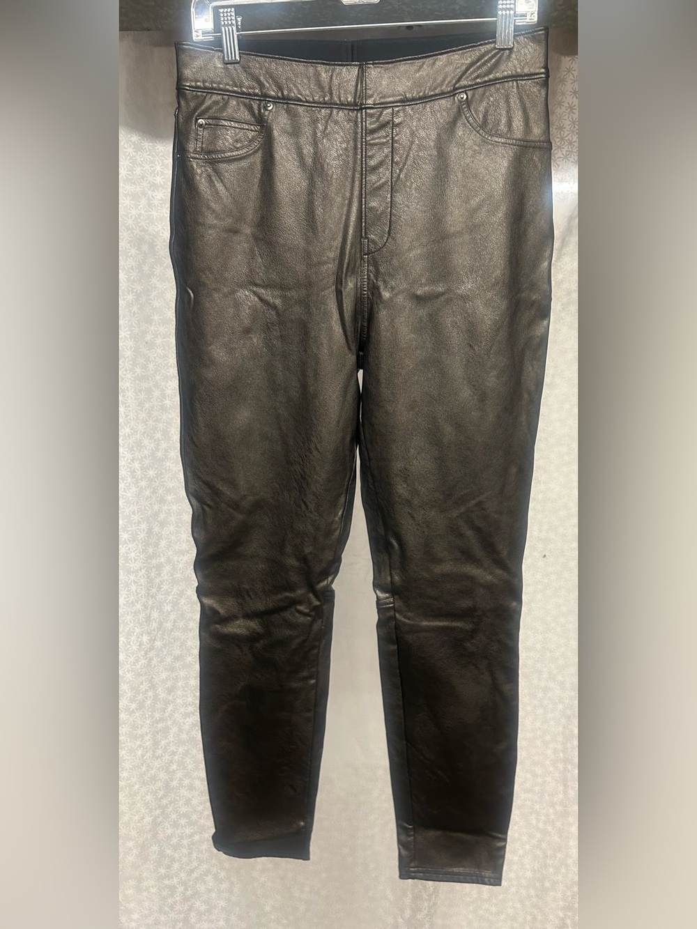 Black 
Faux Leather Jeans
